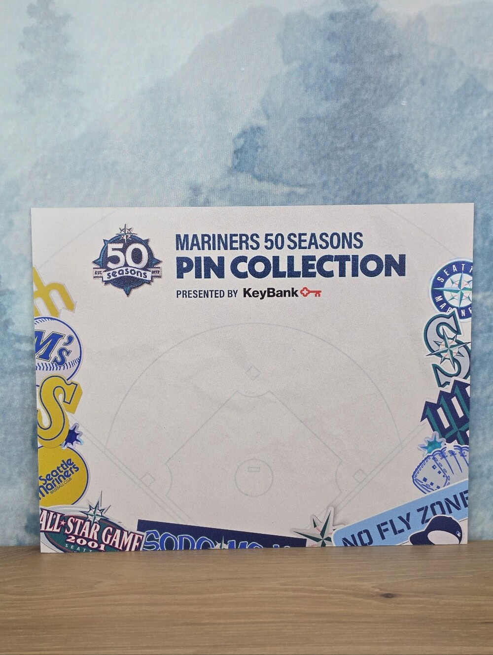 Seattle Mariners 50th Season Unused Collectible Pin Board Keybank NWOT